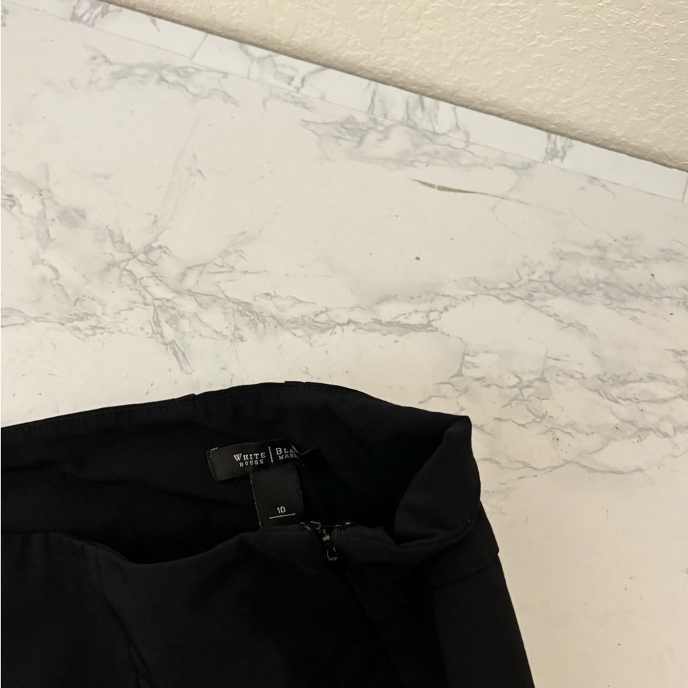 White House Black Market Women’s Sz 10 Black Skirt Slit Zipper Lined Button - Picture 6 of 7